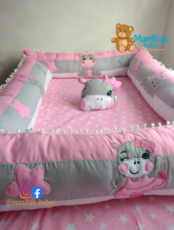 Protectores De Cuna Redondos Tres Franjas - Animalitos Del Bosque