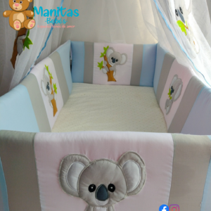 Protectores De Cuna Plano Cuadro A Cuadro - Koalas