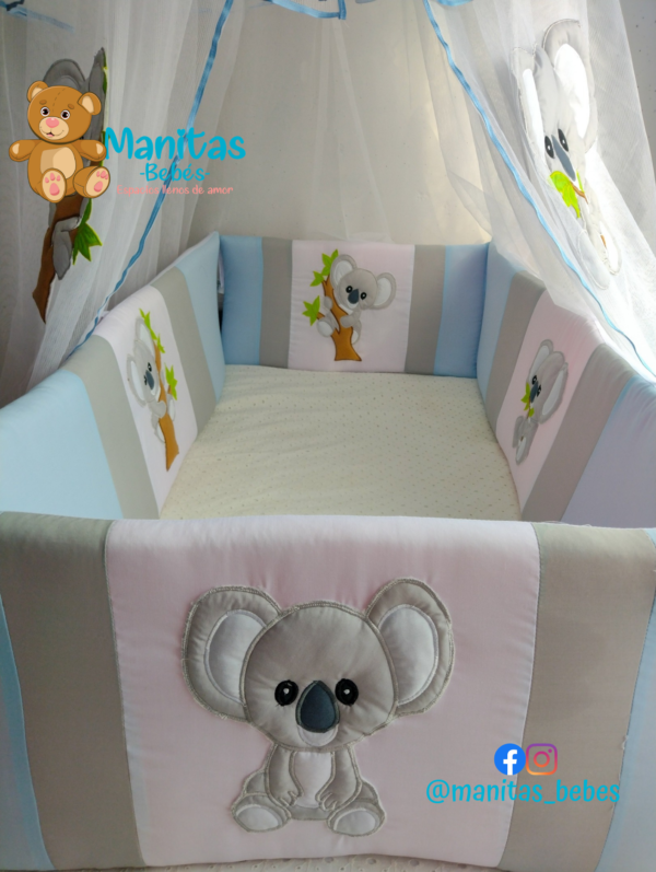 Protectores De Cuna Plano Cuadro A Cuadro - Koalas