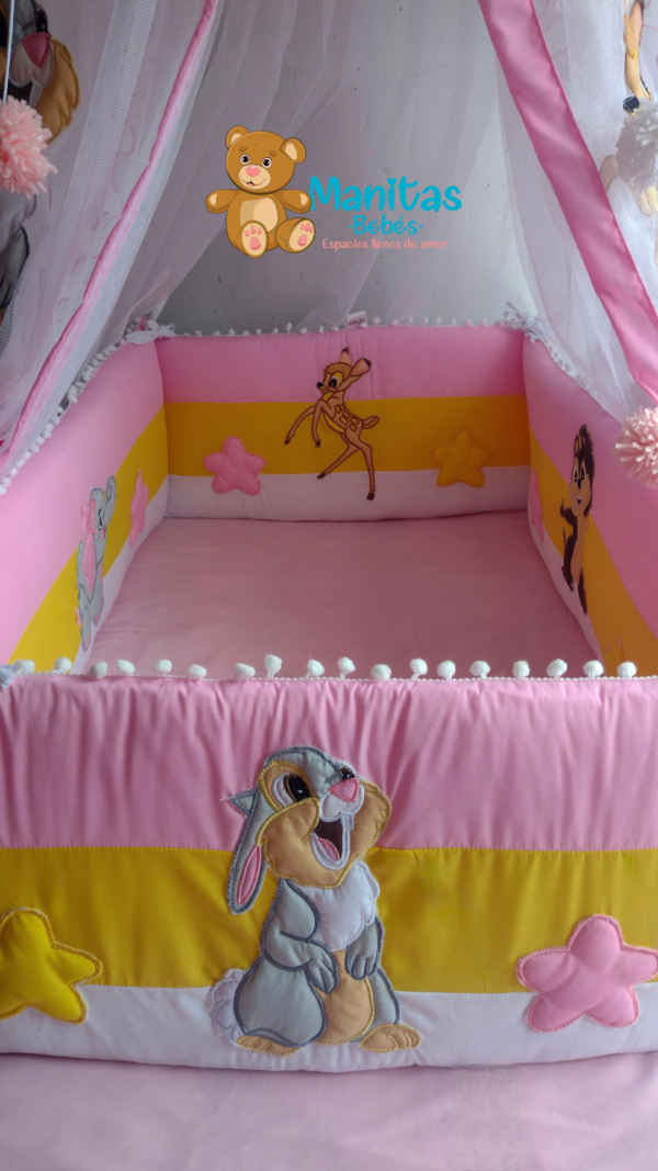 Protectores De Cuna Planos Tres Franjas - Bambi