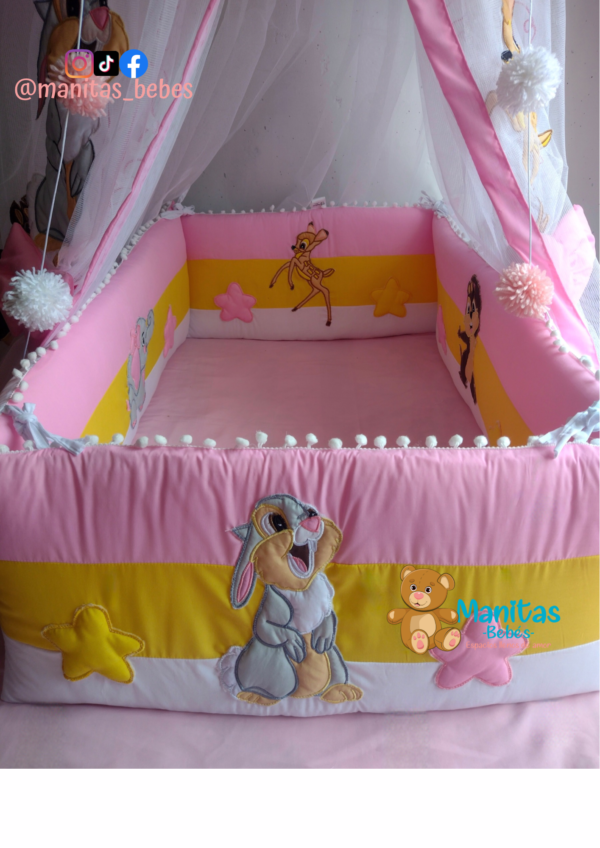 Protectores De Cuna Planos Tres Franjas - Bambi