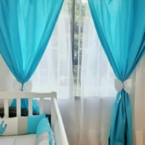 Cortina azul aguamarina Unicolor Con Ojales