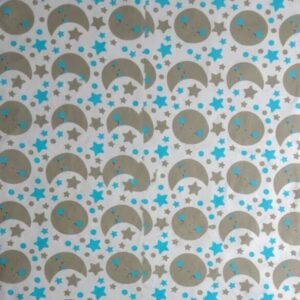 Tela Estampada Luna y Estrellas Azul con Gris