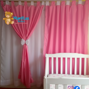 Cortina Rosada Unicolor Con Ojales