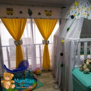 Cortina Amarilla Decorada Animalitos Indios