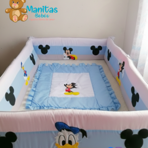 Protectores De Cuna Planos Tres Franjas - Mickey mouse